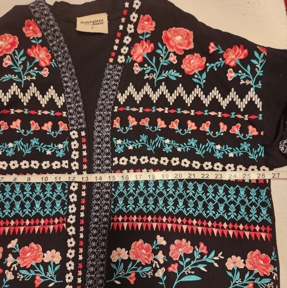NWOT Savanna Jane Adra embroidered open front cardigan sz 1X
